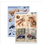 Dekoration Schachtel Gestalten / Boxe ... Kit, 3D fogli Die taglio per schede 4 uomini: vintage, biplano, Motocicletta + 4 doppie biglietti!