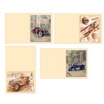 Kits, feuilles decoupees 3D pour 4 hommes Cartes: cru, biplan, moto + 4 billets doubles!