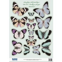 2 mourir feuilles coupées, avec plus de 30 papillons