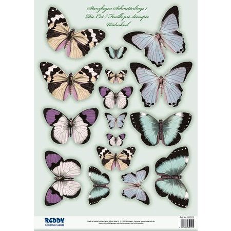 Embellishments / Verzierungen 2 die cut plade, med mere end 30 sommerfugle