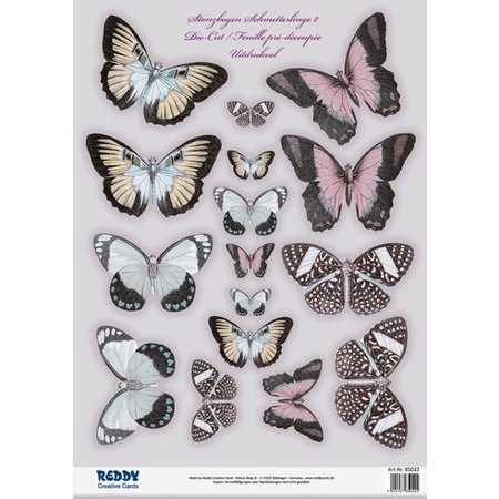 Embellishments / Verzierungen 2 die cut plade, med mere end 30 sommerfugle