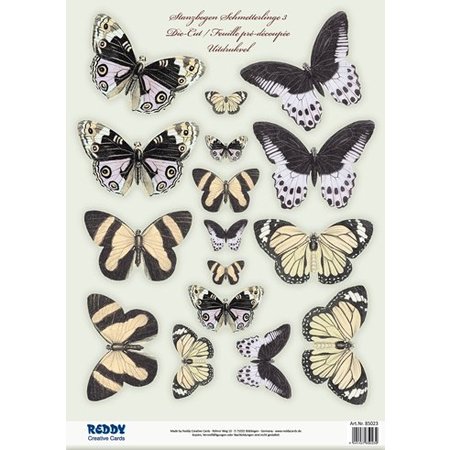 Embellishments / Verzierungen To die cut ark, med mer enn 30 sommerfugler