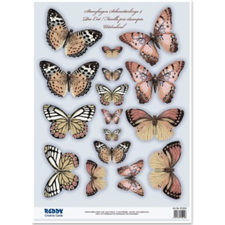 Embellishments / Verzierungen To die cut ark, med mer enn 30 sommerfugler