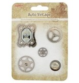 Embellishments / Verzierungen Metal Charms Set Auto Vintage, 5 Teile