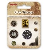 Embellishments / Verzierungen Metal Charms Set Car Vintage, 9 parts