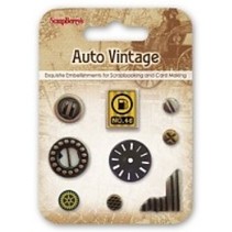 Metal Charms Set Auto Vintage, 9 Teile