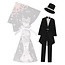 Embellishments / Verzierungen Decorative Stickers: bride + groom, with adhesive dot, 4 parts