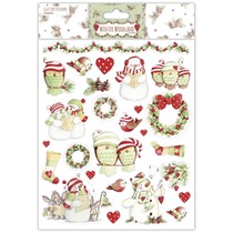 A4 Glitter Stickers, floresta do inverno, bonecos de neve