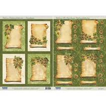 2 Deluxe feuilles decoupees: images de fond avec cadre en or + 3D feuilles decoupees