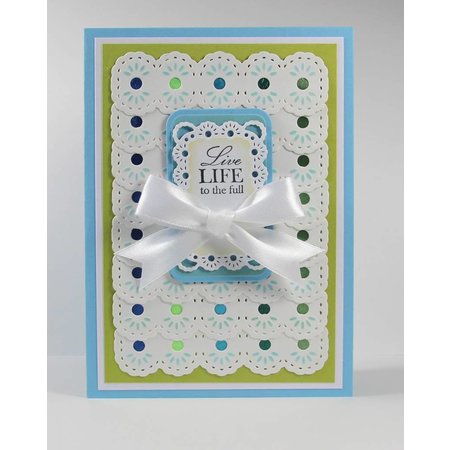 Spellbinders und Rayher Spellbinders Stempling og Embossing stencil, Nestabilities, dekorativ ramme og label