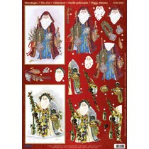 1 Deluxe Die cut sheets: 3D Die cut sheets, Vintage Santas