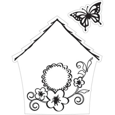 Marianne Design Stempling og prægning stencil + stempel, birdhouse: Blomster