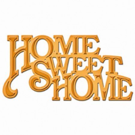 Spellbinders und Rayher Taglio e goffratura stencil, il D-Lites, testo "Home Sweet Home"