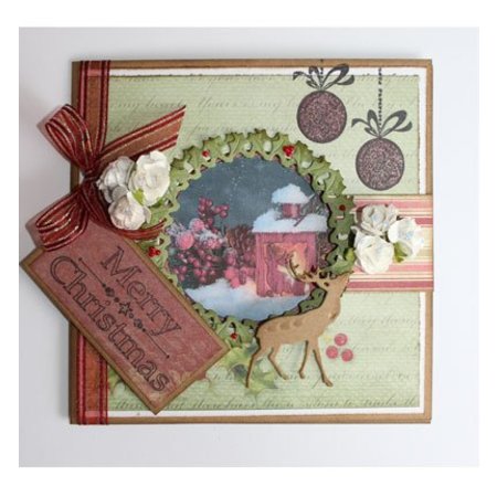 Joy!Crafts und JM Creation Ponsen en embossing sjablonen, kerstkrans en Hirsch