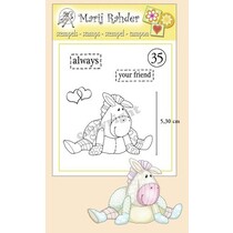 Transparent stamps, hearts, texts: always and your friend and a cute pony