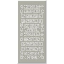 Stickers, figures for Christmas stockings, silver-silver