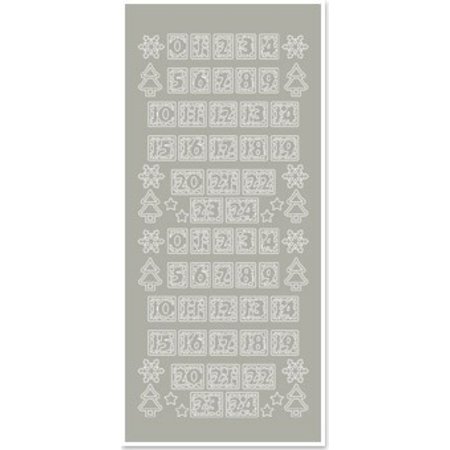 Sticker Sticker, Zahlen für Adventskalender, silber-silber