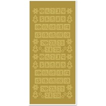 Sticker, Zahlen für Adventskalender, gold