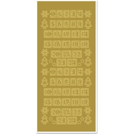 Sticker Stickers, cijfers voor de kerst kousen, goud