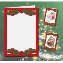 5 double cards A6, Passepartout - Christmas cards, embossed red