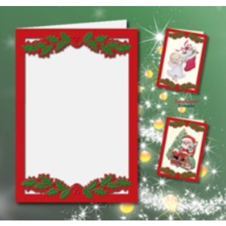KARTEN und Zubehör / Cards 5 Doppelkarten A6, Passepartout - Weihnachtskarten, geprägt, rot