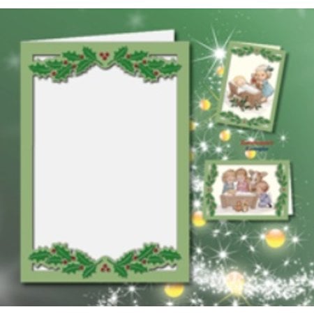 KARTEN und Zubehör / Cards 5 carte doppie A6, Passepartout - Cartolina di Natale, in rilievo, verde
