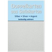 10 Satin doble kort A6, sølv, satin finish på begge sider