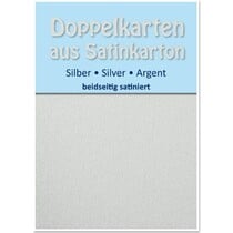 10 Satin double cards A6, silver, satin finish on both sides