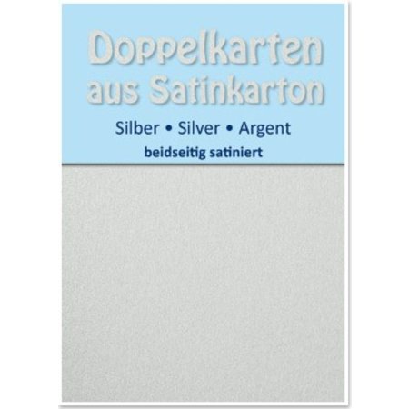 KARTEN und Zubehör / Cards 10 Satin-Doppelkarten A6, silber, beidseitig satiniert