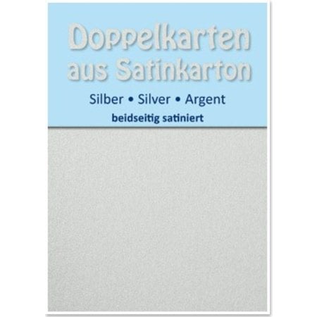 KARTEN und Zubehör / Cards 10 Satin dubbele kaarten A6, zilver, satijn afwerking aan beide zijden