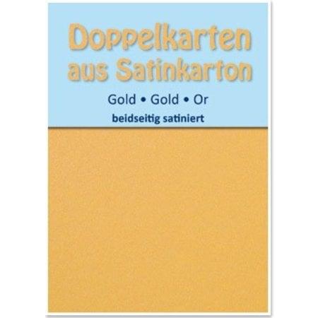 KARTEN und Zubehör / Cards 10 Satin dubbele kaarten A6, goud, satijn aan beide zijden