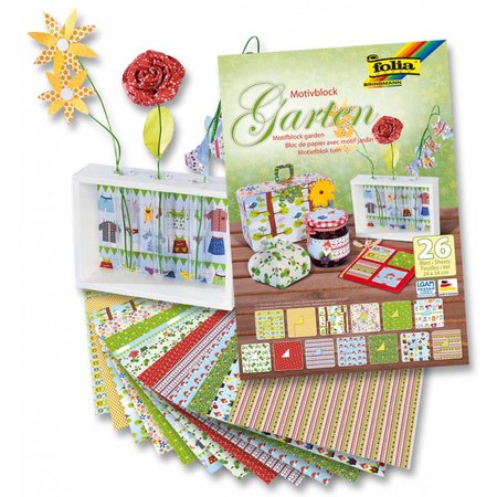 DESIGNER BLÖCKE  / DESIGNER PAPER Motifblock Giardino, 24x34cm, 26 fogli