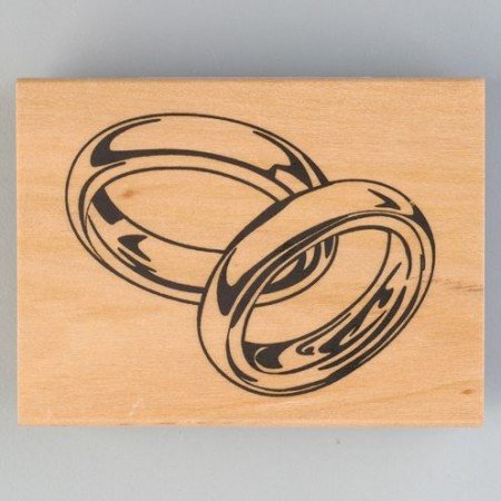 Stempel / Stamp: Holz / Wood Houten stempel, trouwringen, 40 x 60 mm