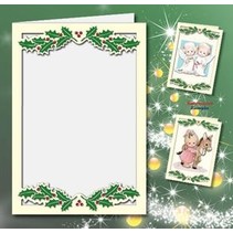 5 double cards A6, Passepartout - Christmas cards, embossed cream