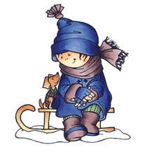 I timbri trasparenti Marianne disegno, Snoesjes su slitta