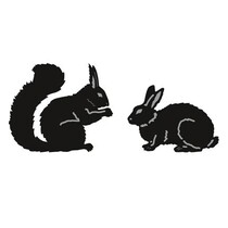 Corte y estampado en relieve plantillas, de pequeños animales, la ardilla y el conejo