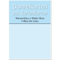 5 double cards A6, water blue, 250 g / sqm