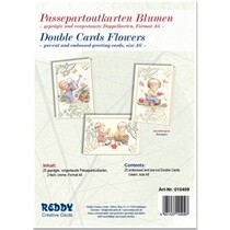 5 Passepartout cards flowers, embossed and pre-cut cards Double, cream