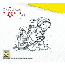Transparante stempels, Kerstmis Kid, het helpen van de Kerstman