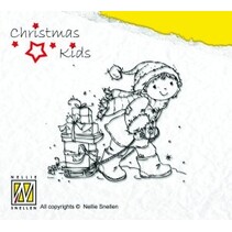 Transparante stempels, Kerstmis Kid, het helpen van de Kerstman