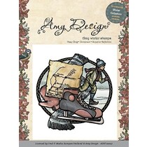 Rubber zegel, Amy Design - Cling Stamp - Schaatsen jongen