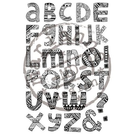 Stempel / Stamp: Transparent Gummistempel, doodle, brev