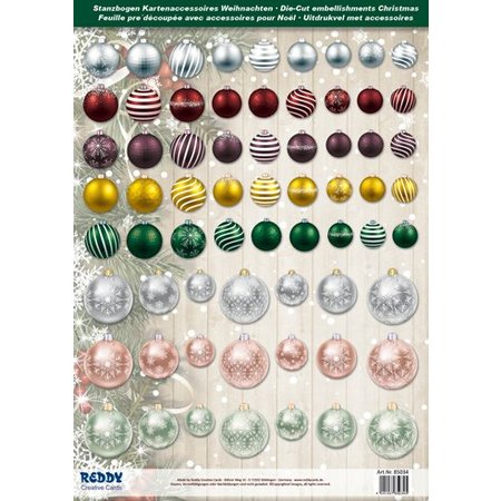 Embellishments / Verzierungen Ottima idea! fogli singoli Die con palle di Natale di carta 250g magazzino, A4