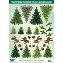 Stanzbogen mit Tannebäume aus 250g Kartenkarton, Format A4 - Copy
