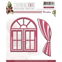 Perforación y la plantilla de estampado, ventanas con cortinas