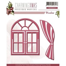 Punching and embossing template, windows with curtains