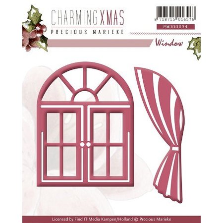 Precious Marieke Punching and embossing template, windows with curtains