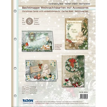 BASTELSETS / CRAFT KITS: Craft portafoglio per la progettazione di 8 cartoline di Natale