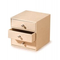 Pappschubladenbox mit 3 Fächern, natur