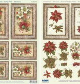 BASTELSETS / CRAFT KITS: Cartes de Noël Set: feuilles Die 3D coupées, poinsettia, dont 4 cartes doubles